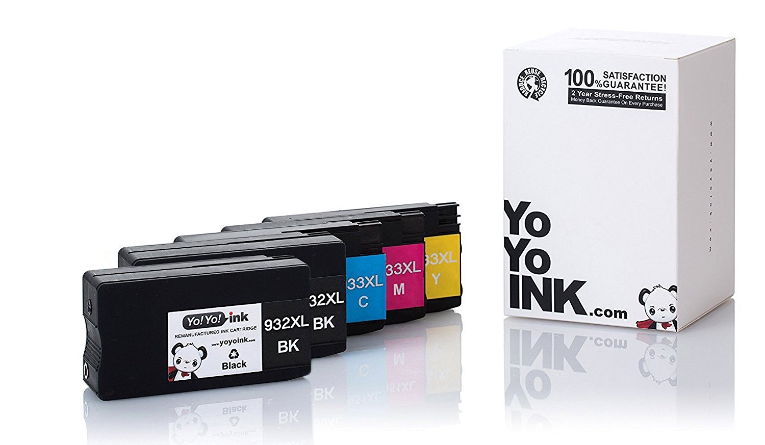 HP 932XL 933XL Ink Cartridges Combo Pack, Remanufactured High Yield - 5-Pack (2 Black & 1 Cyan, 1 Ma