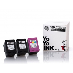 Hewlett Packard (HP 65XL Combo) N9K04AN Black & N9K03AN Tri-Color (High Yield) Replacement Ink Cartridge (2 Black