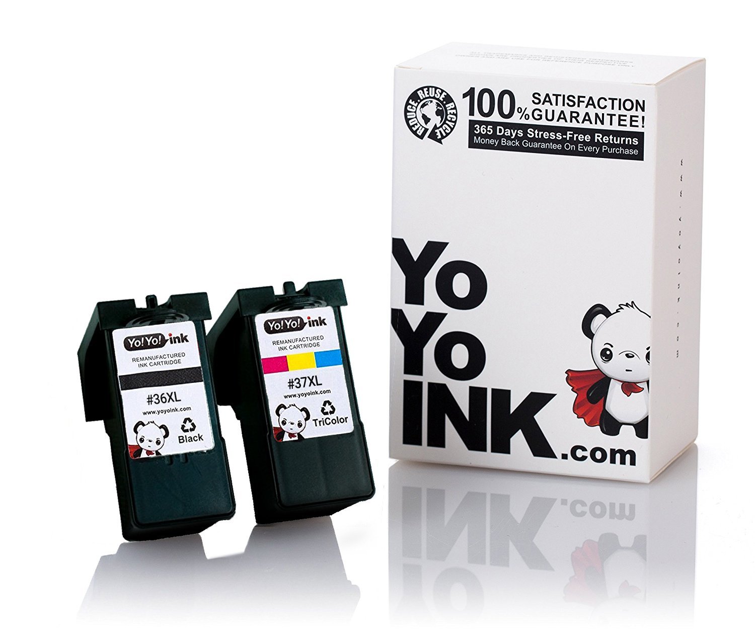 Lexmark 36XL & 37XL Black and Color Ink Cartridges, Remanufactured High Yield - 2-Pack (1 Black, 1 C