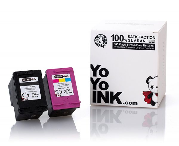 Remanufactured Hewlett Packard (HP 63XL Combo) F6U64AN Black & F6U63AN Tri-Color High Yield Ink Cartridge (1 Black