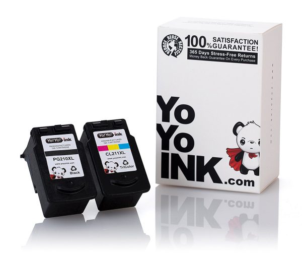 Remanufactured Canon PG-210XL Black & CL-211XL Tri-Color High Yield Ink Cartridge (1 Black