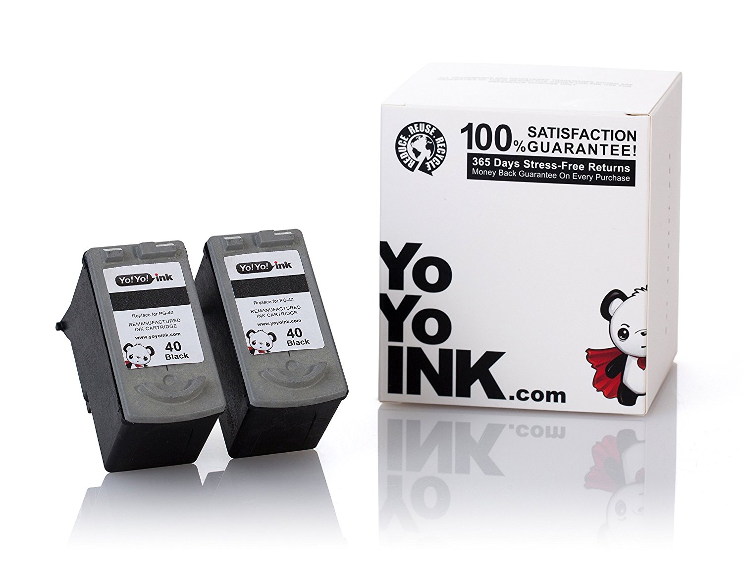 Remanufactured Canon PG40 Black Printer Ink Cartridges 2 Black (2 Pk