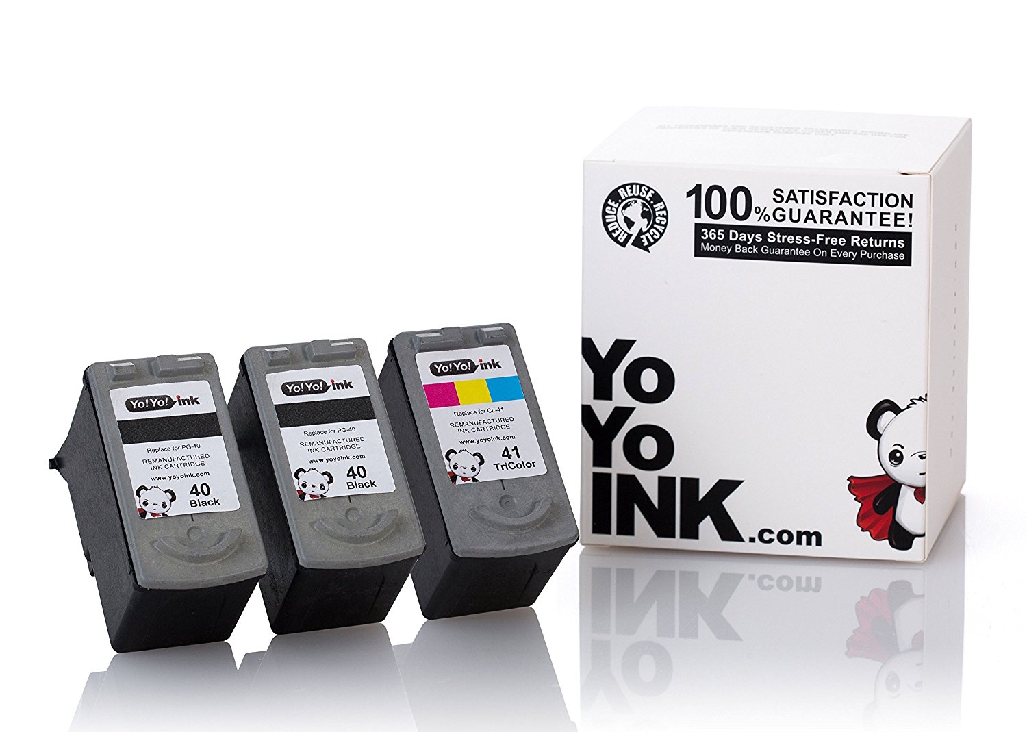 Remanufactured Canon PG 40 Black CL 41 Color Printer Ink Cartridges 2 1 Cyan Magenta Yellow 5 Pk