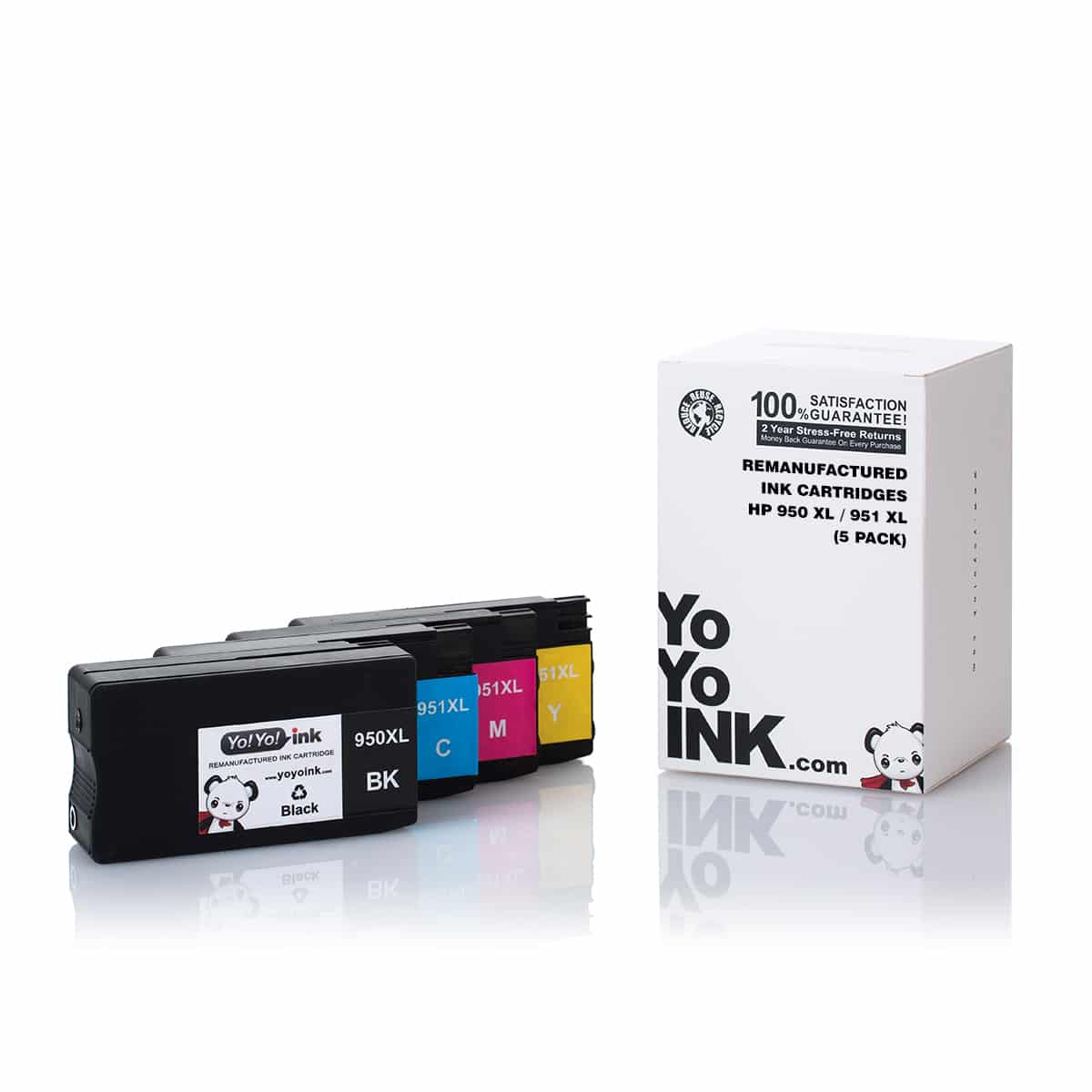 HP 950XL 951XL Ink Cartridge Combo Pack, Remanufactured High Yield - 4-Pack (1 Black, 1 Cyan, 1 Mage