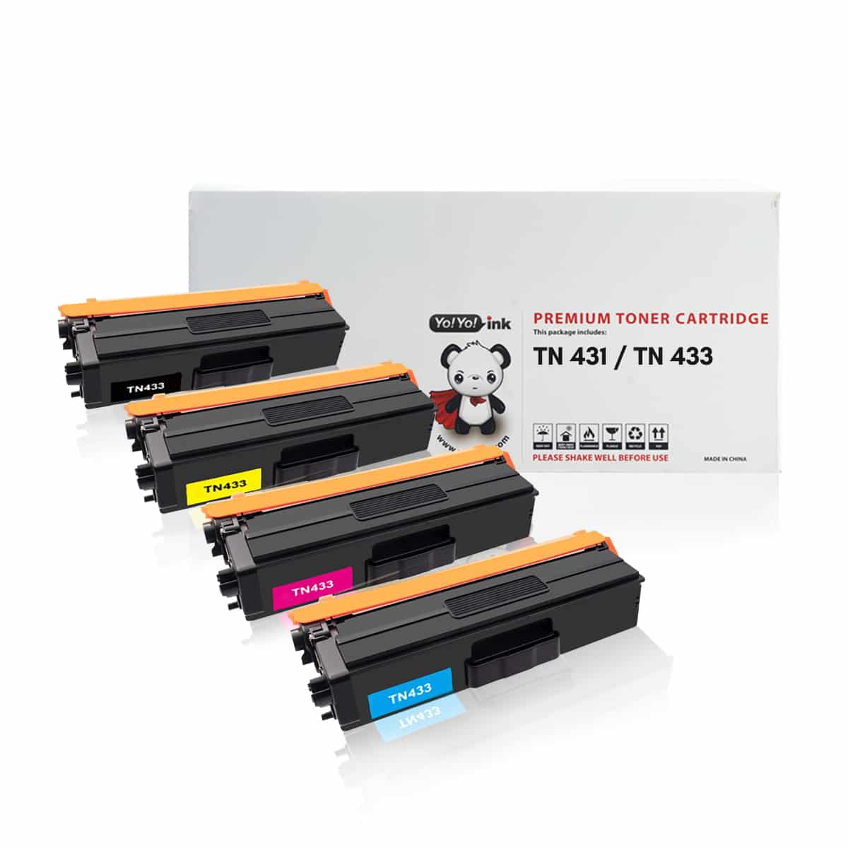 Set of 4 Brother TN433 High Yield Compatible Toner - 123inkjets