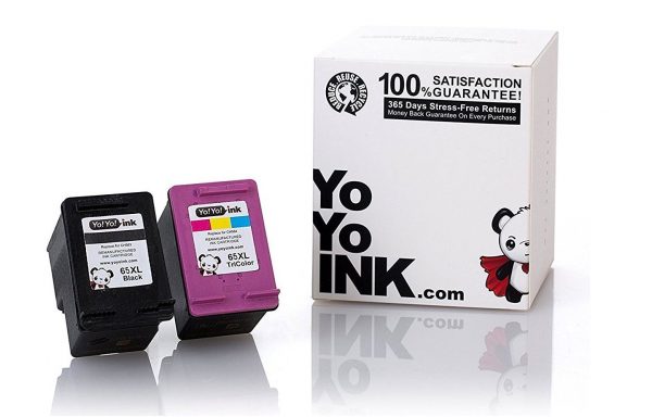 YoYoInk 2 Pack Remanufactured Ink Cartridge Replacement for HP 65 65XL (1 Black