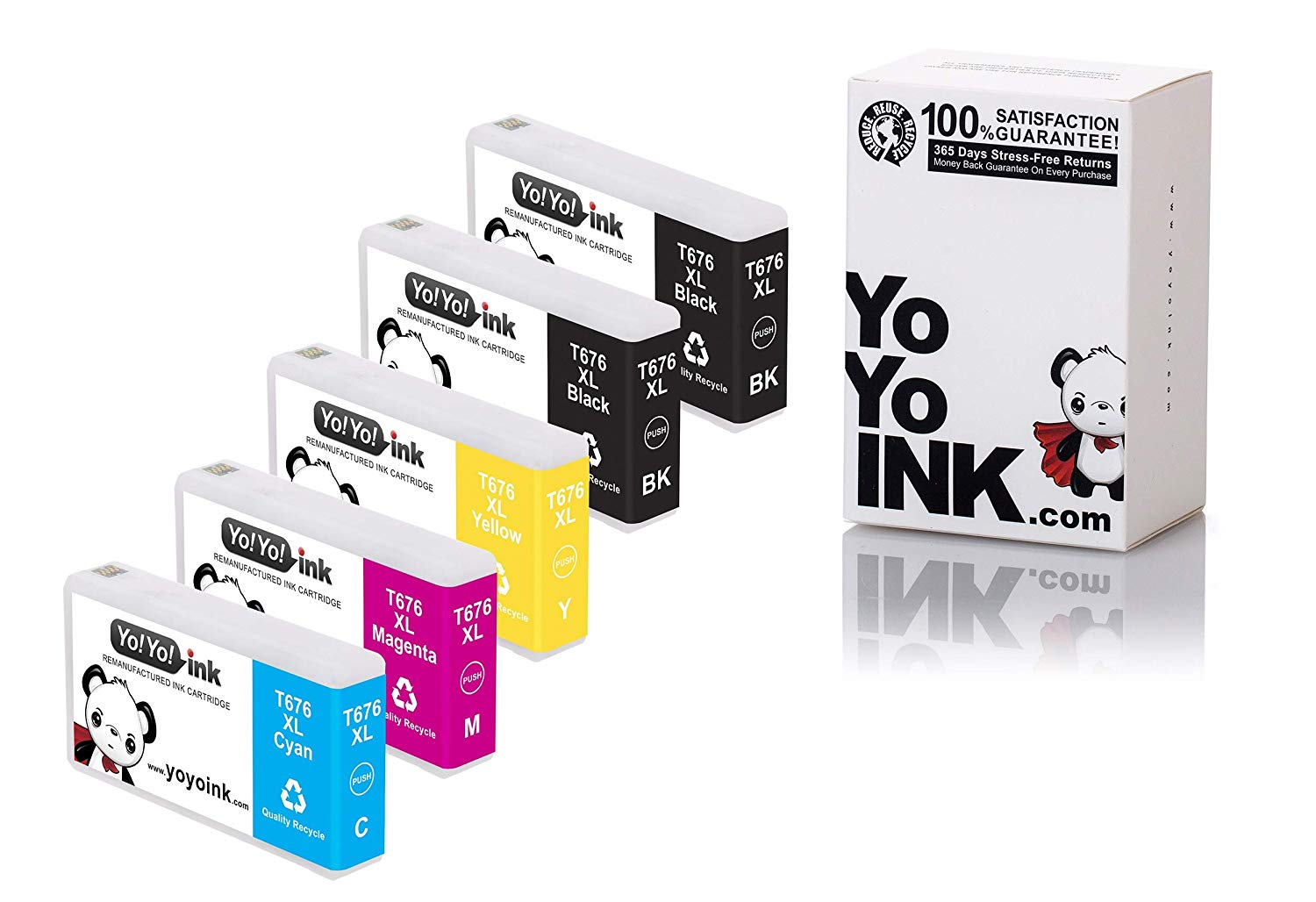 Epson T676XL / 676 XL Remanufactured Printer Ink Cartridge (5 Pack)